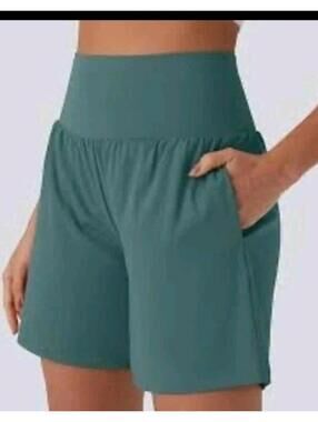 Halara Softly Zero Airy Super High Waisted Cool Touch Yoga Shorts Teal XL